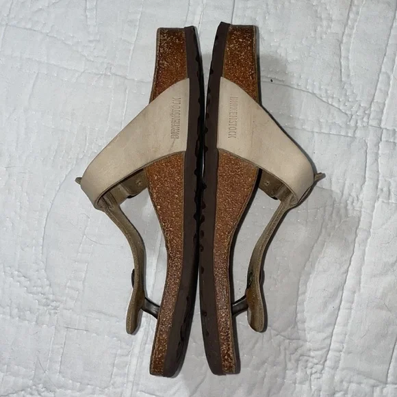 Birkenstock Gizeh Leather Sandals EU size 38 Tan Neutral Cork Well Worn Gorpcore - Picture 3 of 9